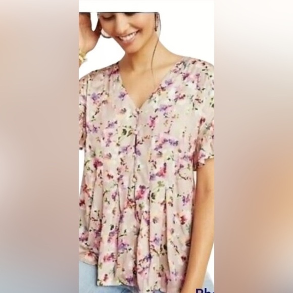 Dolan Left Coast Collection x Anthropologie “Mitzi” Floral Blouse Oversized XS - Picture 1 of 12